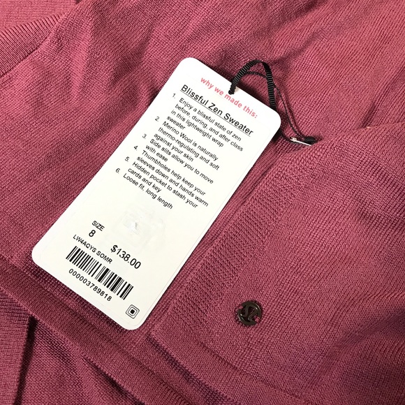NWT So Merlot Lululemon Blissful Zen Sweater Slits - Picture 4 of 5